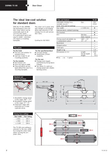 Door Closer Dorma TS 68 Hold Open