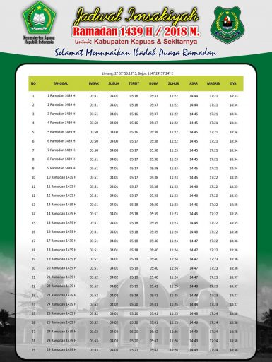 Jadwal Imsakiyyah Puasa Ramadhan 1439 H 2018 Free Download