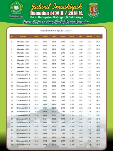 Jadwal Imsakiyyah Puasa Ramadhan 1439 H 2018 Free Download