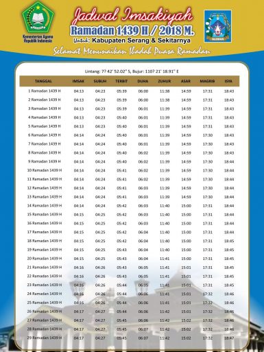 Jadwal Imsakiyyah Puasa Ramadhan 1439 H 2018 Free Download