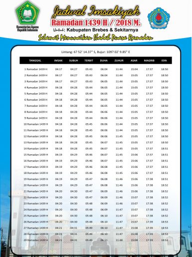 Jadwal Imsakiyyah Puasa Ramadhan 1439 H 2018 Free Download