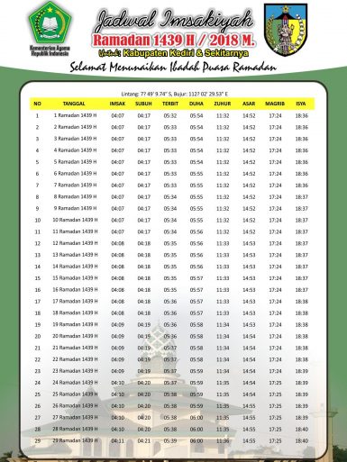 Jadwal Imsakiyyah Puasa Ramadhan 1439 H 2018 Free Download