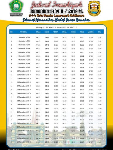 Jadwal Imsakiyyah Puasa Ramadhan 1439 H 2018 Free Download