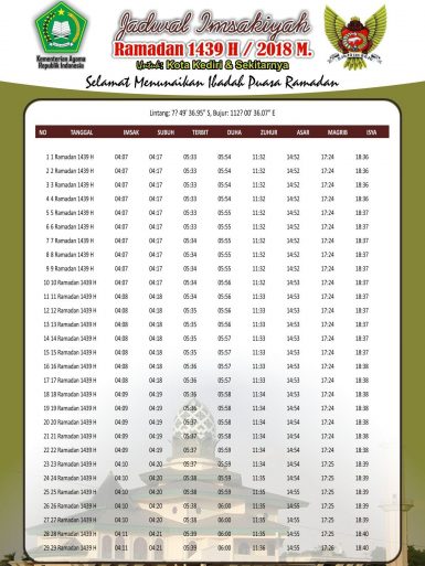 Jadwal Imsakiyyah Puasa Ramadhan 1439 H 2018 Free Download