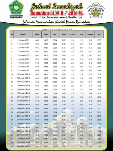 Jadwal Imsakiyyah Puasa Ramadhan 1439 H 2018 Free Download