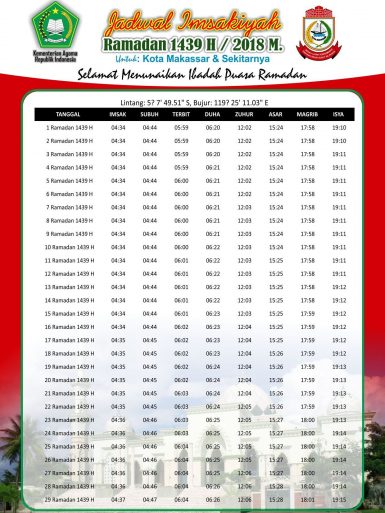 Jadwal Imsakiyyah Puasa Ramadhan 1439 H 2018 Free Download