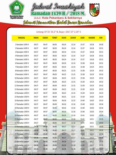 Jadwal Imsakiyyah Puasa Ramadhan 1439 H 2018 Free Download
