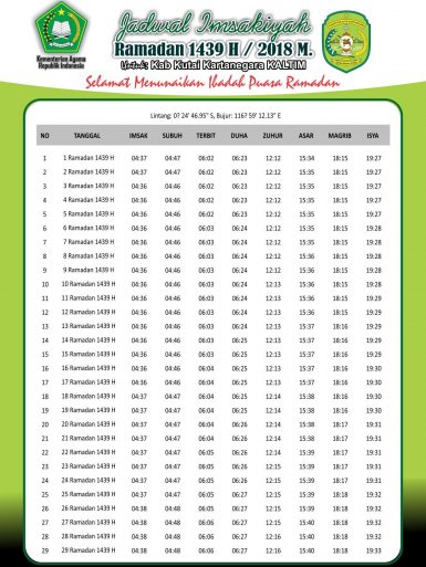 Jadwal Imsakiyyah Puasa Ramadhan 1439 H 2018 Free Download