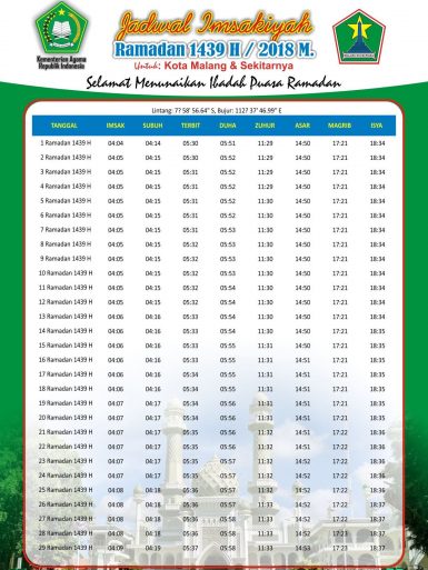 Jadwal Imsakiyyah Puasa Ramadhan 1439 H 2018 Free Download