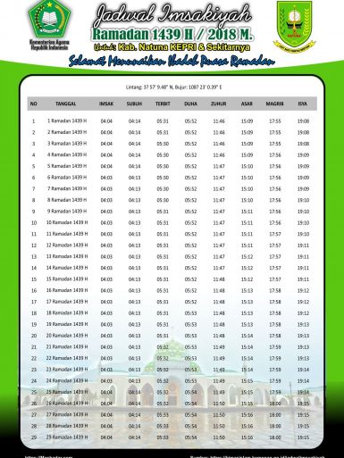 Jadwal Imsakiyyah Puasa Ramadhan 1439 H 2018 Free Download