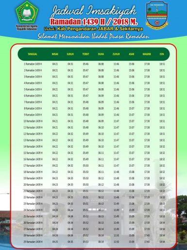 Jadwal Imsakiyyah Puasa Ramadhan 1439 H 2018 Free Download