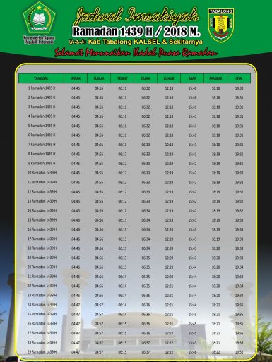 Jadwal Imsakiyyah Puasa Ramadhan 1439 H 2018 Free Download