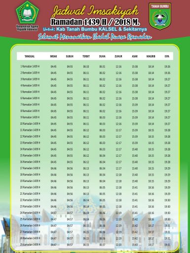 Jadwal Imsakiyyah Puasa Ramadhan 1439 H 2018 Free Download