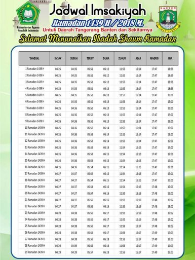 Jadwal Imsakiyyah Puasa Ramadhan 1439 H 2018 Free Download