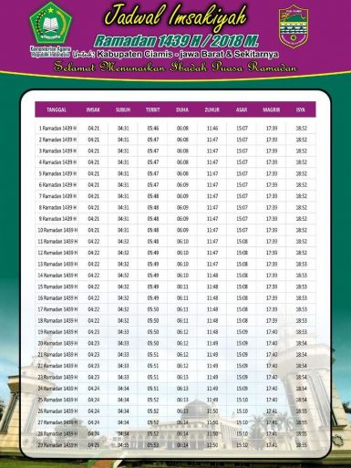 Jadwal Imsakiyyah Puasa Ramadhan 1439 H 2018 Free Download