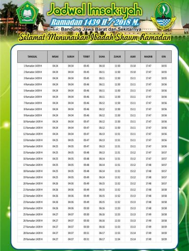 Jadwal Imsakiyyah Puasa Ramadhan 1439 H 2018 Free Download