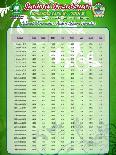 Jadwal Imsakiyyah Puasa Ramadhan 1439 H 2018 Free Download