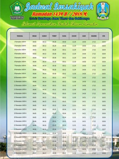 Jadwal Imsakiyyah Puasa Ramadhan 1439 H 2018 Free Download