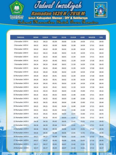 Jadwal Imsakiyyah Puasa Ramadhan 1439 H 2018 Free Download