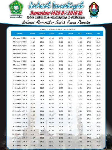 Jadwal Imsakiyyah Puasa Ramadhan 1439 H 2018 Free Download
