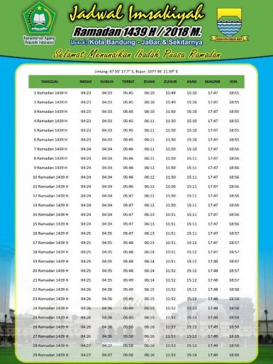 Jadwal Imsakiyyah Puasa Ramadhan 1439 H 2018 Free Download