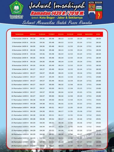 Jadwal Imsakiyyah Puasa Ramadhan 1439 H 2018 Free Download