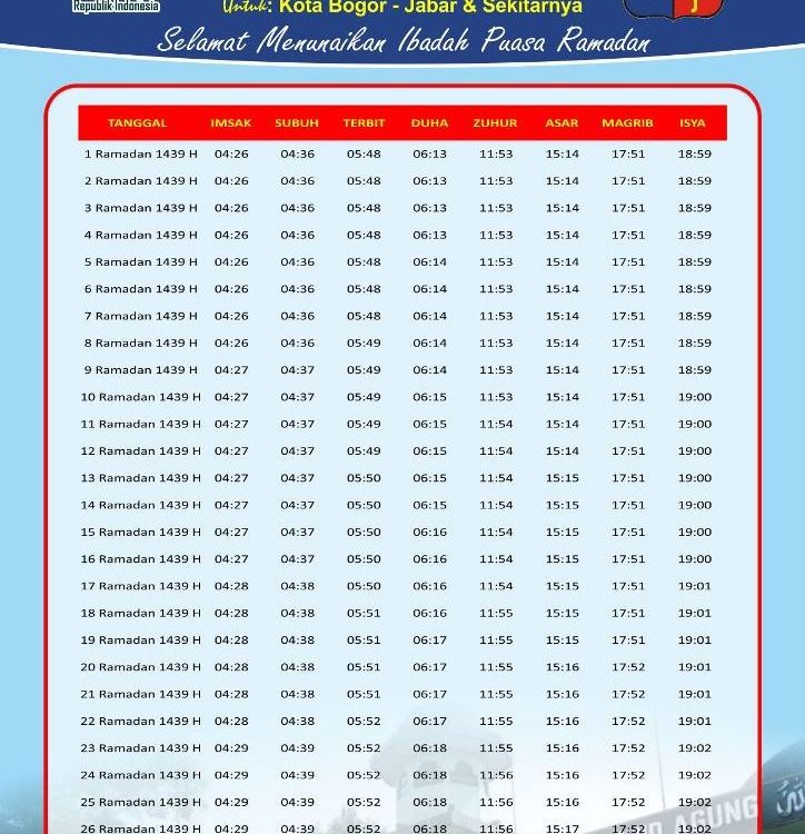Jadwal Imsakiyyah Puasa Ramadhan 1439 H 2018 Free Download