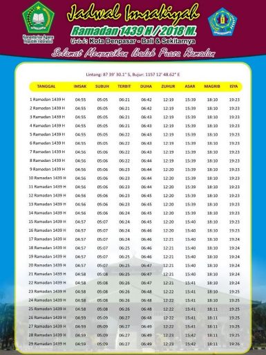 Jadwal Imsakiyyah Puasa Ramadhan 1439 H 2018 Free Download