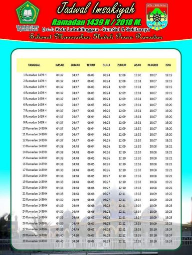 Jadwal Imsakiyyah Puasa Ramadhan 1439 H 2018 Free Download