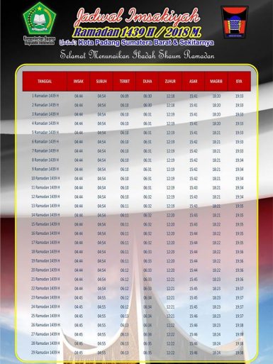 Jadwal Imsakiyyah Puasa Ramadhan 1439 H 2018 Free Download