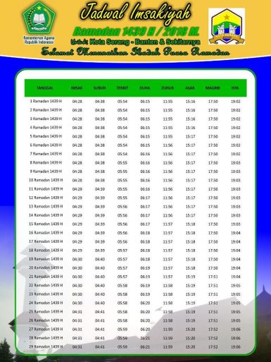 Jadwal Imsakiyyah Puasa Ramadhan 1439 H 2018 Free Download