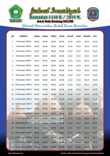 Jadwal Imsakiyah Ramadhan 2019 1440 Free Download