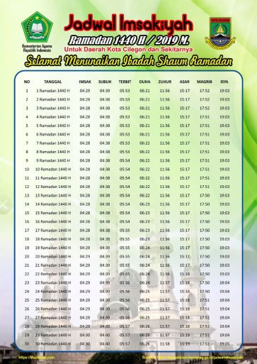 Jadwal Imsakiyah Ramadhan 2019 1440 Free Download