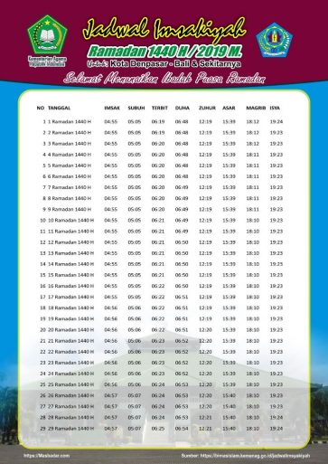 Jadwal Imsakiyah Ramadhan 2019 1440 Free Download
