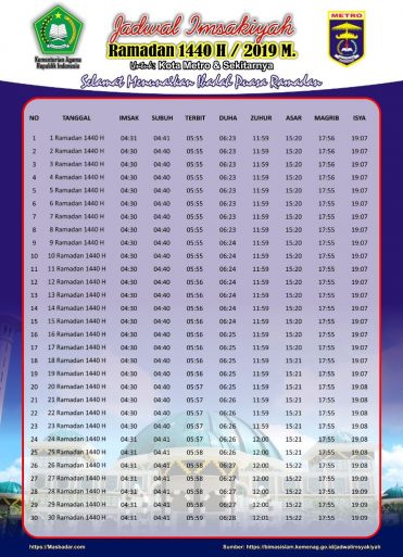 Jadwal Imsakiyah Ramadhan 2019 1440 Free Download
