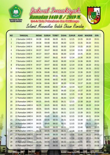 Jadwal Imsakiyah Ramadhan 2019 1440 Free Download
