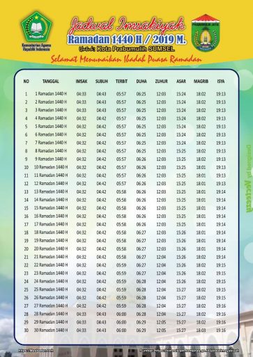 Jadwal Imsakiyah Ramadhan 2019 1440 Free Download