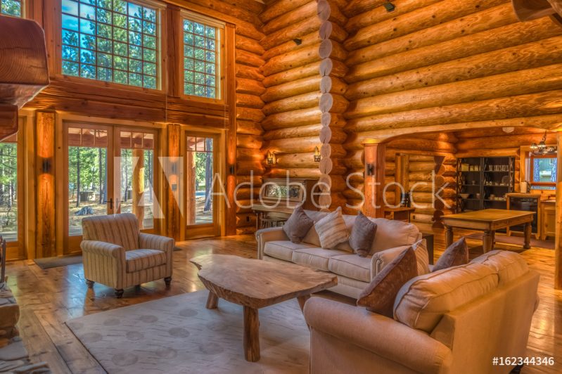 Log two story great room