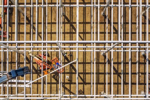 building of metal construction with special machinery