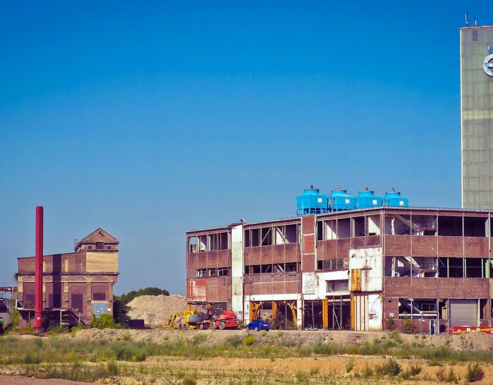 abandoned architecture blue sky buildings