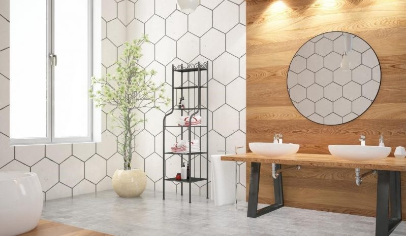 7. Kamar Mandi Dengan Keramik Hexagonal