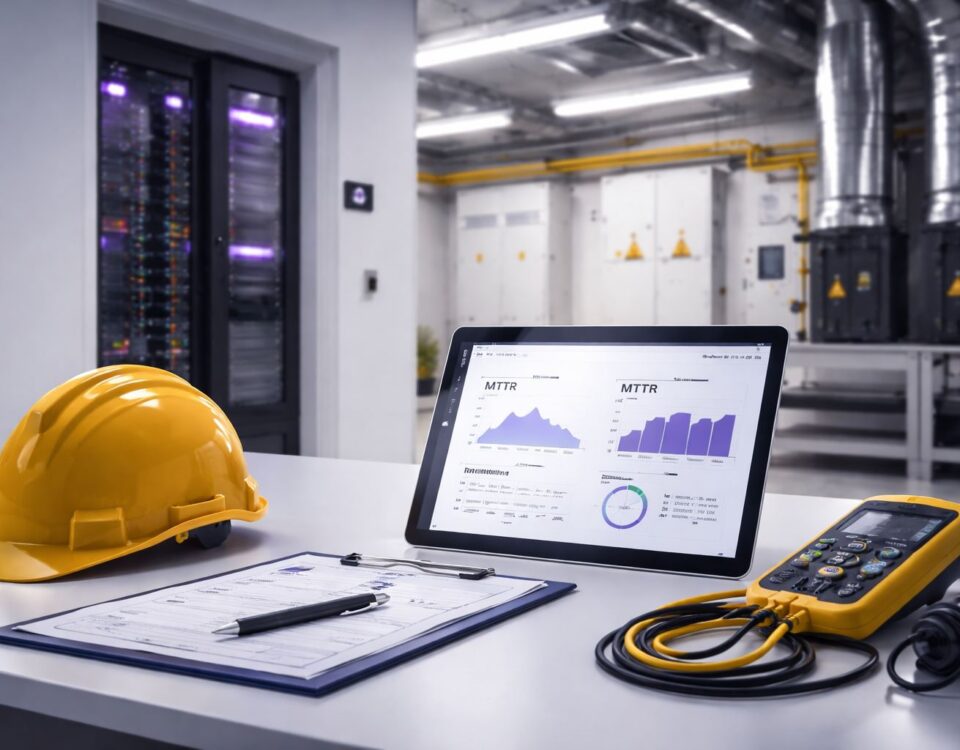 “SLA maintenance gedung terukur: dashboard MTTR/MTBF dan target response time untuk memantau kepatuhan layanan fasilitas.”