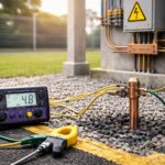 Standar resistansi grounding 5ohm: uji pentanahan lapangan dengan earth tester pada grounding rod untuk proteksi petir
