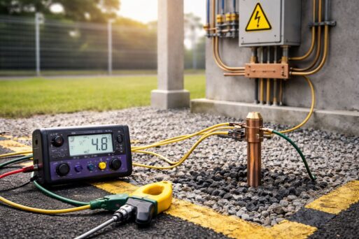 Standar resistansi grounding 5ohm: uji pentanahan lapangan dengan earth tester pada grounding rod untuk proteksi petir