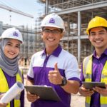Tim kontraktor profesional memantau tahapan konstruksi sipil proyek di lapangan dengan standar teknis dan quality control
